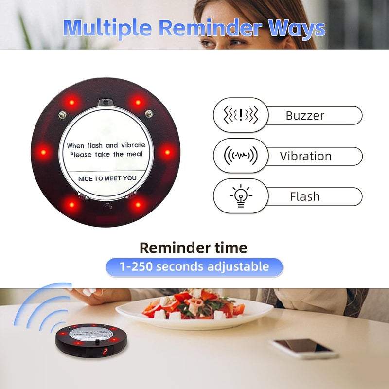 SmartTail Restaurant Buzzer System, 10 Coaster Beeper Pager System with Buzzer, Customer Queue Pagers Set with Vibration, Flashing and Buzzer, for Food Truck, Church, Nursery - Image 2